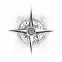 trees compass waves tattoo design idea