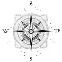 trees compass waves tattoo design idea