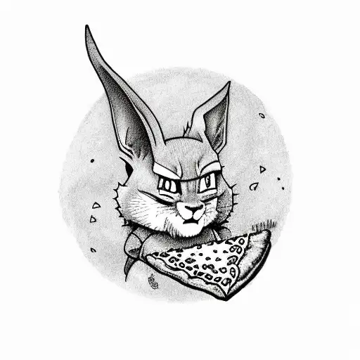 beerus with pizza small size tattoo design idea