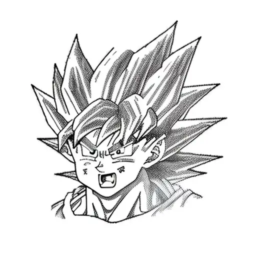 A new-school illustration of Goku from Dragon Ball vaping tattoo design idea