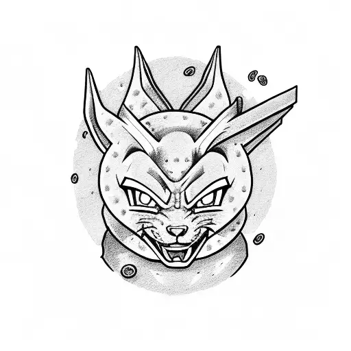 Beerus from Dragon ball with pizza  tattoo design idea
