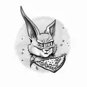 beerus with pizza small size tattoo design idea