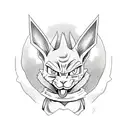 beerus with pizza small size tattoo design idea