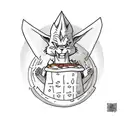 beerus with pizza small size tattoo design idea
