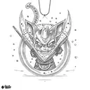 Beerus from Dragon ball with pizza  tattoo design idea