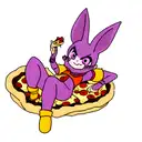 beerus with pizza small size tattoo design idea