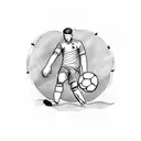 A sketch of a soccer player welding tattoo design idea
