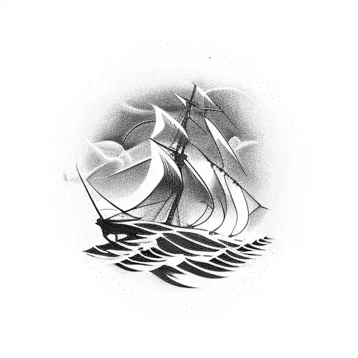 ship storm calm ocean tattoo design idea