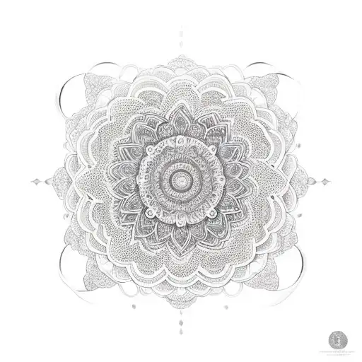 An intricate mandala design featuring various healing herbs and flowers tattoo design idea