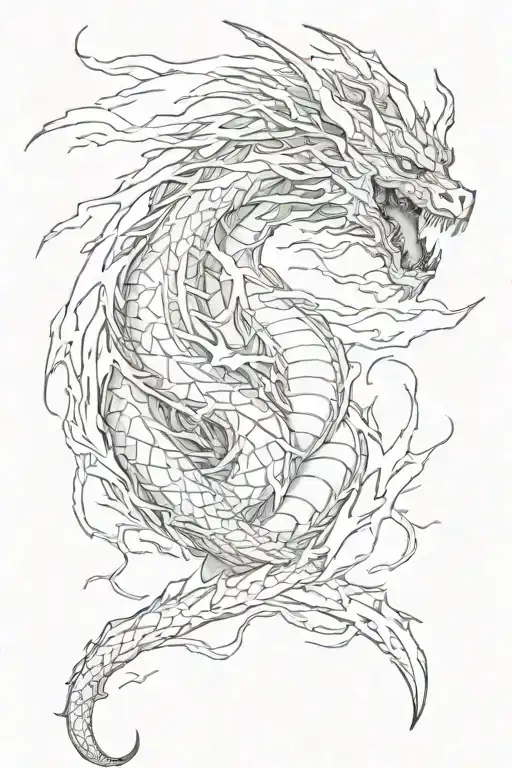 dragon in lightning tattoo design idea