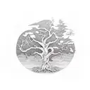 tree breaking pot with roots crawling down arm with cross tattoo design idea