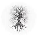 tree breaking pot with roots crawling down arm with cross tattoo design idea