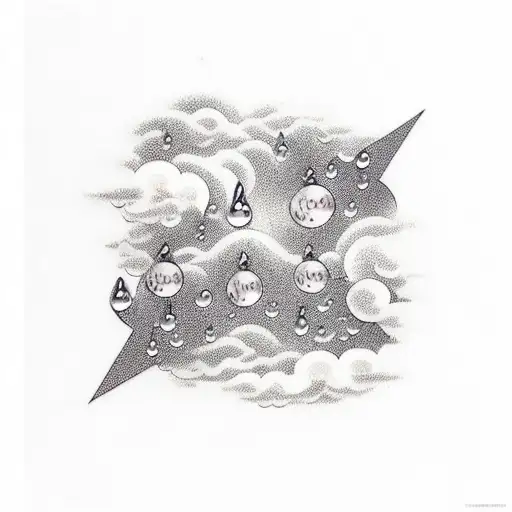 222 with rain droplets, stars and clouds  tattoo design idea