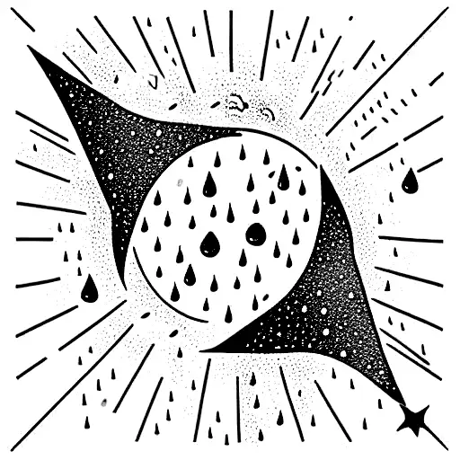 222 with rain droplets, stars and clouds  tattoo design idea