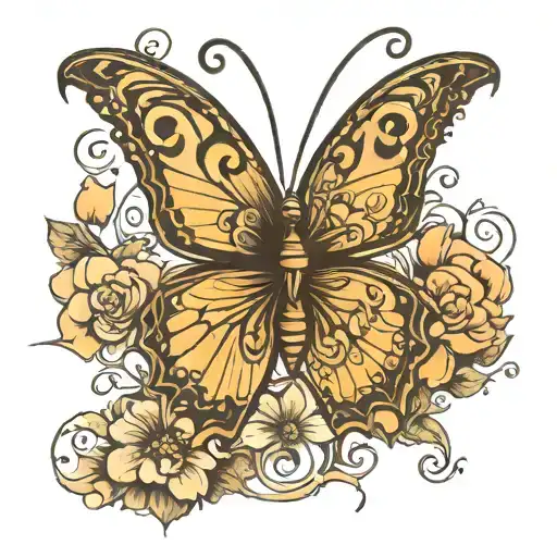 butterfly with name milenia tattoo design idea