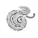 serpent  coiled around a flower  tattoo design idea