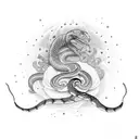 serpent  coiled around a flower  tattoo design idea
