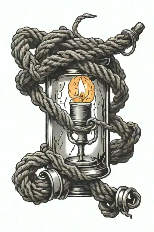 hangmans noose with candle burning  inside loop  tattoo design idea