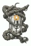 hangmans noose with candle burning  inside loop  tattoo design idea