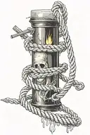 hangmans noose with candle burning  inside loop  tattoo design idea