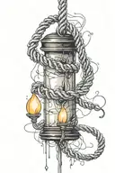 hangmans noose with candle burning  inside loop  tattoo design idea