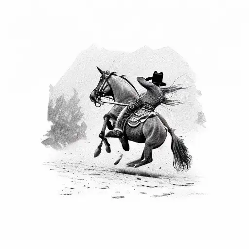 cowboy bucked off horse tattoo design idea