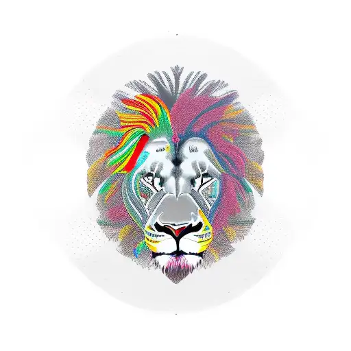 african theme with baobab tree, lion and motocross bike tattoo design idea