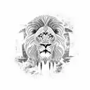 african theme with baobab tree, lion and motocross bike tattoo design idea