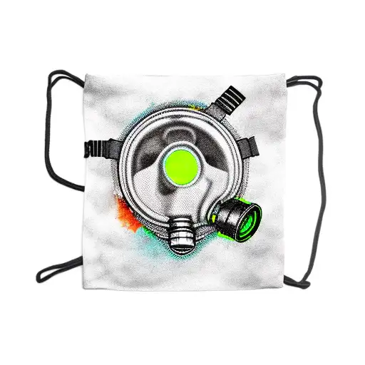 modern tactical gas mask enveloped in flowing smoke tattoo design idea