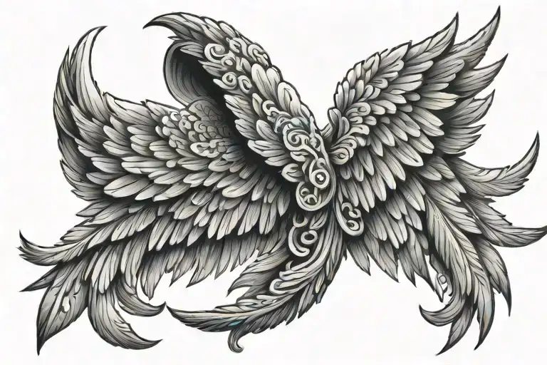 angel wings wrapped tattoo design idea