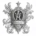 christ monogram with roman cesar crown surrounded tattoo design idea