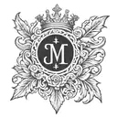 christ monogram with roman cesar crown surrounded tattoo design idea