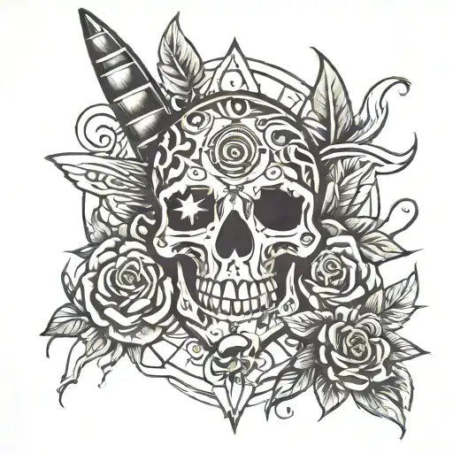 stoner rock music tattoo design idea