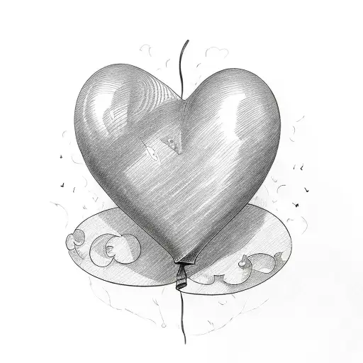 heart shaped balloon tattoo design idea