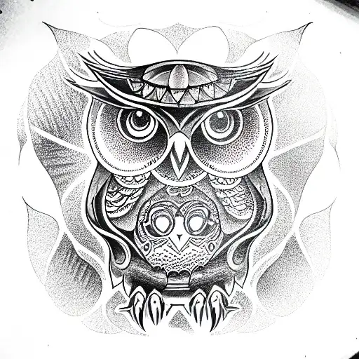 cosmic owl tattoo design idea
