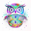 cosmic owl tattoo design idea