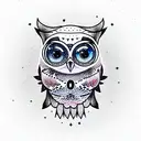 cosmic owl tattoo design idea