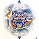 cosmic owl tattoo design idea