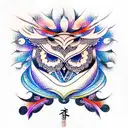 cosmic owl tattoo design idea