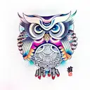 cosmic owl tattoo design idea