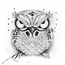 cosmic owl tattoo design idea