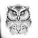cosmic owl tattoo design idea