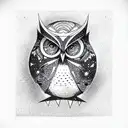 cosmic owl tattoo design idea
