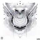 cosmic owl tattoo design idea