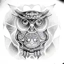 cosmic owl tattoo design idea
