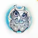 cosmic owl tattoo design idea