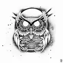 cosmic owl tattoo design idea