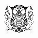 cosmic owl tattoo design idea
