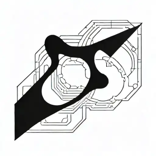 A manga-inspired coding symbol with a blackwork design tattoo design idea