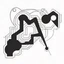 A manga-inspired coding symbol with a blackwork design tattoo design idea